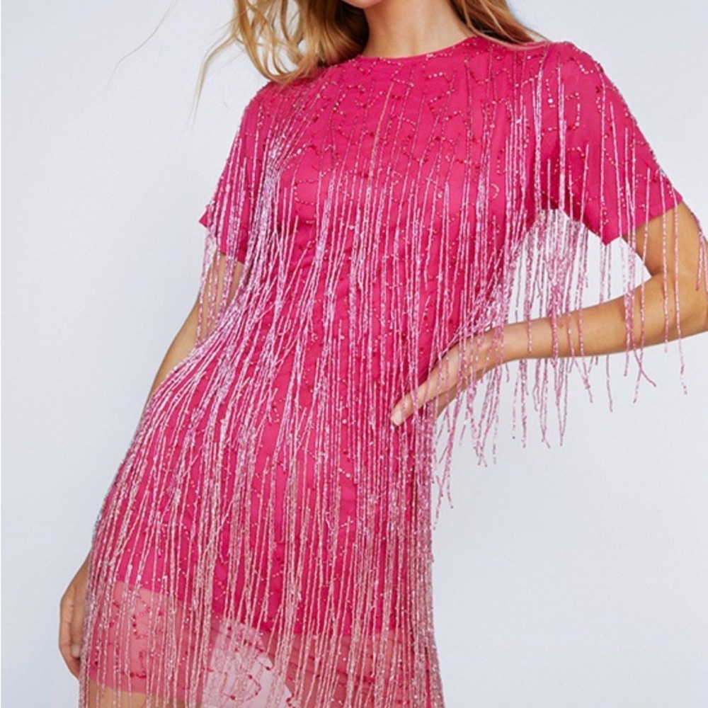 Nasty Gal Women's Tassel Beaded Mini Shift Dress